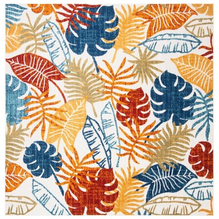 Safavieh 8 x 8 ft. Cabana 800 Power Loomed Square Area Rug Creme & Red CBN831A-8SQ